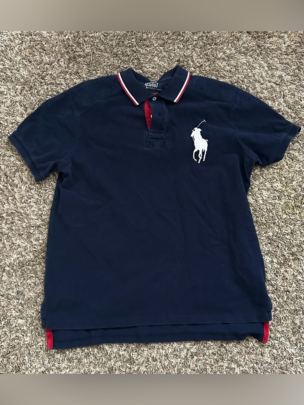 Ralph Lauren Navy Polo with Red and White Trim